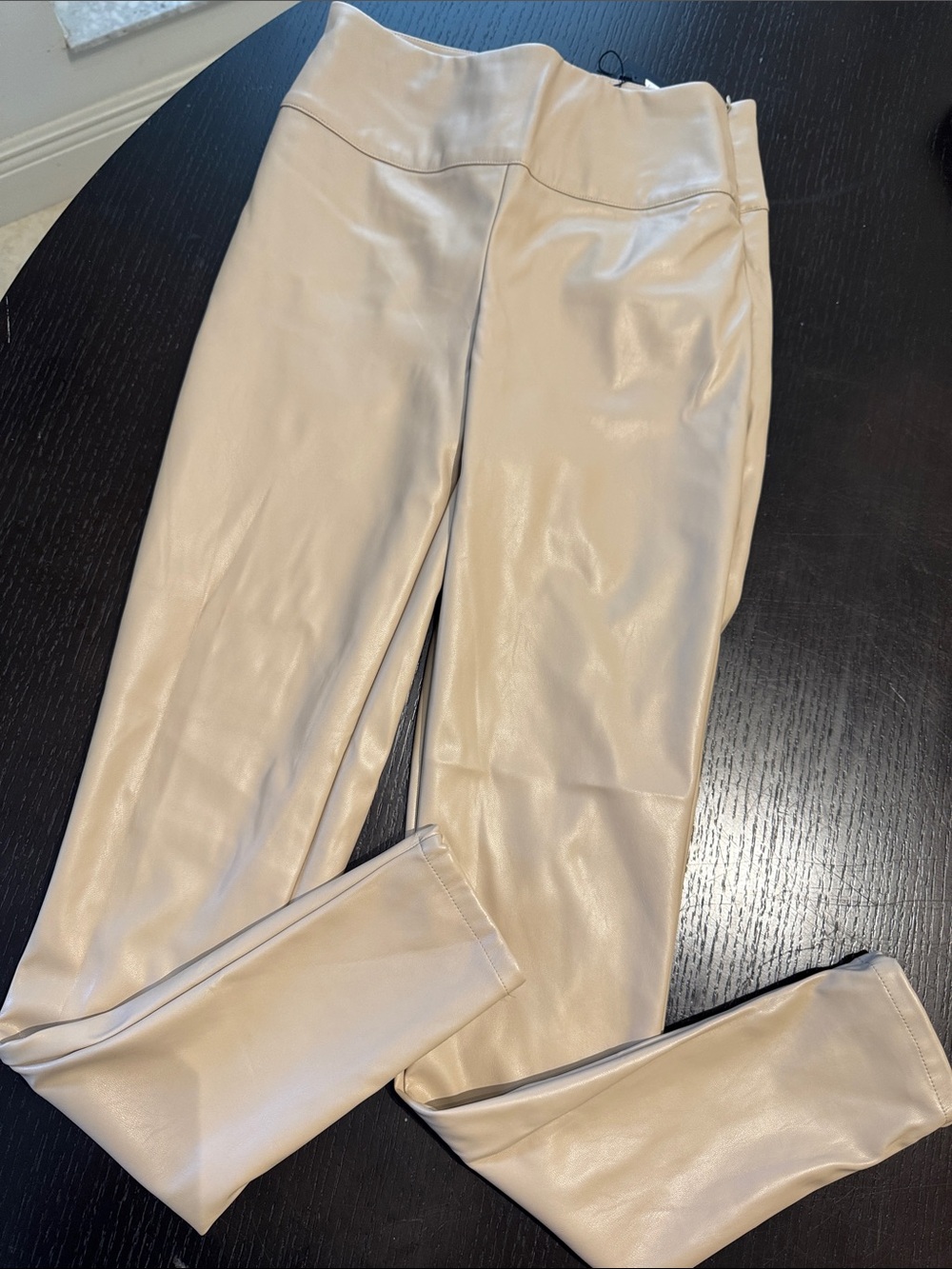 Nasty Gal Cream Faux Leather Slim Leggings